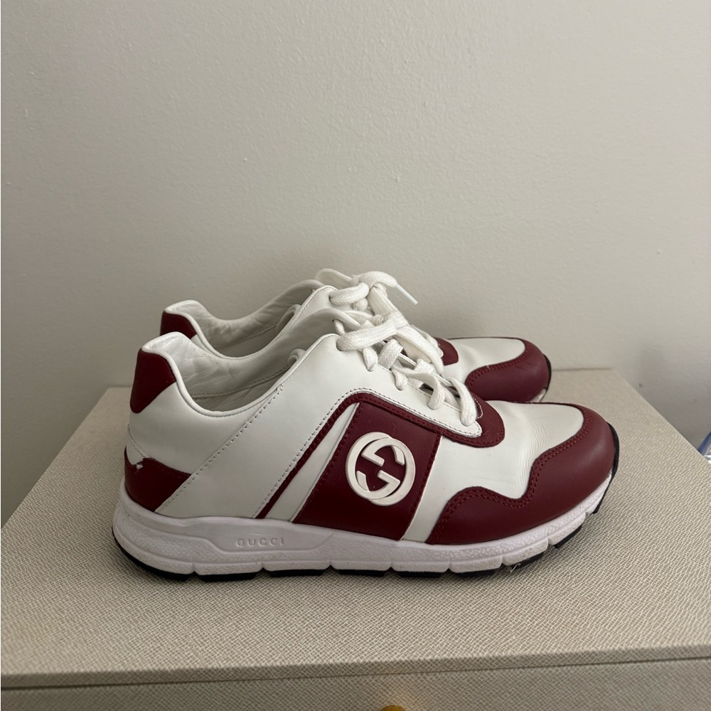 Gucci Red and White interlocking g women’s sneakers